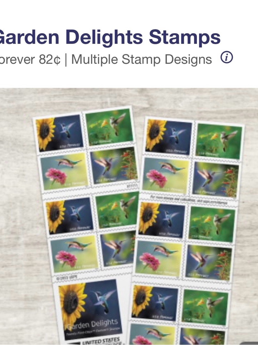 Garden Delights Bird Forever Stamps - Colorful Hummingbird Designs